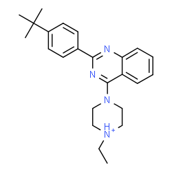 ChemSpider 2D Image | 1-Ethyl-4-{2-[4-(2-methyl-2-propanyl)phenyl]-4-quinazolinyl}piperazin-1-ium | C24H31N4