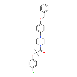 ChemSpider 2D Image | 1-{4-[4-(Benzyloxy)phenyl]-1-piperazinyl}-2-(4-chlorophenoxy)-2-methyl-1-propanone | C27H29ClN2O3