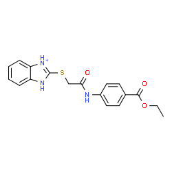 ChemSpider 2D Image | 2-[(2-{[4-(Ethoxycarbonyl)phenyl]amino}-2-oxoethyl)sulfanyl]-1H-benzimidazol-3-ium | C18H18N3O3S
