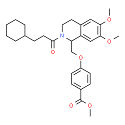 ChemSpider 2D Image | Methyl 4-{[2-(3-cyclohexylpropanoyl)-6,7-dimethoxy-1,2,3,4-tetrahydro-1-isoquinolinyl]methoxy}benzoate | C29H37NO6