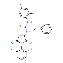 ChemSpider 2D Image | 1-[1-(2,6-Dichlorophenyl)-2,5-dioxo-3-pyrrolidinyl]-3-(2,4-dimethylphenyl)-1-(2-phenylethyl)thiourea | C27H25Cl2N3O2S