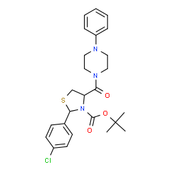 ChemSpider 2D Image | 2-Methyl-2-propanyl 2-(4-chlorophenyl)-4-[(4-phenyl-1-piperazinyl)carbonyl]-1,3-thiazolidine-3-carboxylate | C25H30ClN3O3S