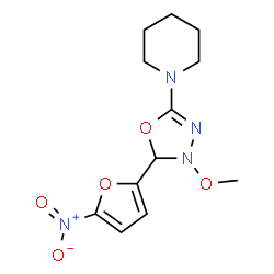 ChemSpider 2D Image | 1-[4-Methoxy-5-(5-nitro-2-furyl)-4,5-dihydro-1,3,4-oxadiazol-2-yl]piperidine | C12H16N4O5