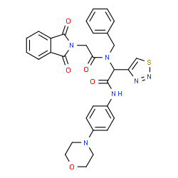 ChemSpider 2D Image | N-benzyl-2-(1,3-dioxoisoindolin-2-yl)-N-(2-(4-morpholinophenylamino)-2-oxo-1-(1,2,3-thiadiazol-4-yl)ethyl)acetamide | C31H28N6O5S
