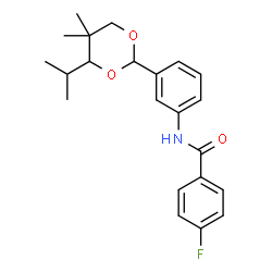 ChemSpider 2D Image | 4-Fluoro-N-[3-(4-isopropyl-5,5-dimethyl-1,3-dioxan-2-yl)phenyl]benzamide | C22H26FNO3