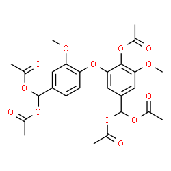 ChemSpider 2D Image | Acetoxy{4-[2-acetoxy-5-(diacetoxymethyl)-3-methoxyphenoxy]-3-methoxyphenyl}methyl acetate | C26H28O13