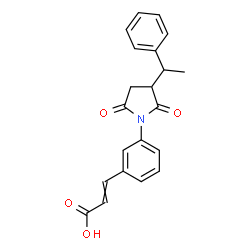 ChemSpider 2D Image | 3-{3-[2,5-Dioxo-3-(1-phenylethyl)-1-pyrrolidinyl]phenyl}acrylic acid | C21H19NO4