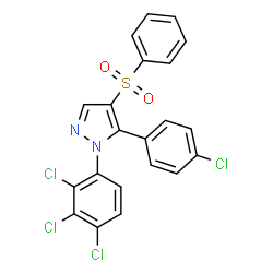 ChemSpider 2D Image | 5-(4-Chlorophenyl)-4-(phenylsulfonyl)-1-(2,3,4-trichlorophenyl)-1H-pyrazole | C21H12Cl4N2O2S