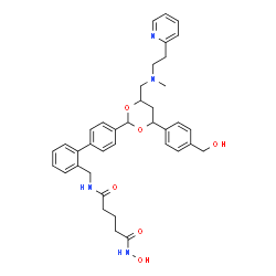ChemSpider 2D Image | N-Hydroxy-N'-[(4'-{4-[4-(hydroxymethyl)phenyl]-6-({methyl[2-(2-pyridinyl)ethyl]amino}methyl)-1,3-dioxan-2-yl}-2-biphenylyl)methyl]pentanediamide | C38H44N4O6