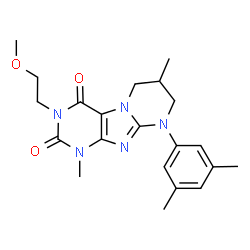 ChemSpider 2D Image | 9-(3,5-Dimethylphenyl)-3-(2-methoxyethyl)-1,7-dimethyl-6,7,8,9-tetrahydropyrimido[2,1-f]purine-2,4(1H,3H)-dione | C21H27N5O3