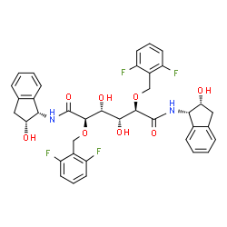 ChemSpider 2D Image | (2R,3R,4R,5R)-2,5-Bis[(2,6-difluorobenzyl)oxy]-3,4-dihydroxy-N,N'-bis[(1S,2R)-2-hydroxy-2,3-dihydro-1H-inden-1-yl]hexanediamide | C38H36F4N2O8