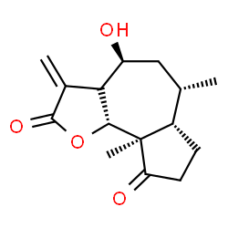 ChemSpider 2D Image | (4S,6S,6aS,9aR,9bR)-4-Hydroxy-6,9a-dimethyl-3-methylenedecahydroazuleno[4,5-b]furan-2,9-dione | C15H20O4