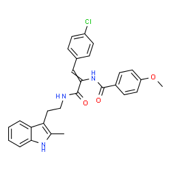 ChemSpider 2D Image | N-[1-(4-Chlorophenyl)-3-{[2-(2-methyl-1H-indol-3-yl)ethyl]amino}-3-oxo-1-propen-2-yl]-4-methoxybenzamide | C28H26ClN3O3