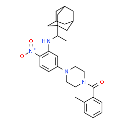 ChemSpider 2D Image | [4-(3-{[1-(Adamantan-1-yl)ethyl]amino}-4-nitrophenyl)-1-piperazinyl](2-methylphenyl)methanone | C30H38N4O3