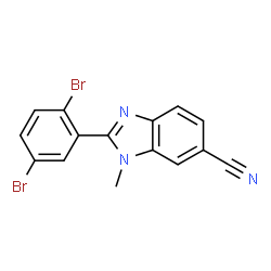 ChemSpider 2D Image | 2-(2,5-Dibromophenyl)-1-methyl-1H-benzimidazole-6-carbonitrile | C15H9Br2N3