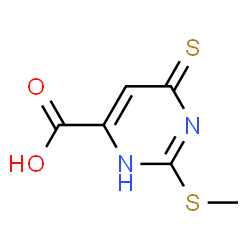 ChemSpider 2D Image | 2-(Methylsulfanyl)-6-thioxo-1,6-dihydro-4-pyrimidinecarboxylic acid | C6H6N2O2S2