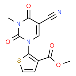 ChemSpider 2D Image | Methyl 2-(5-cyano-3-methyl-2,4-dioxo-3,4-dihydro-1(2H)-pyrimidinyl)-3-thiophenecarboxylate | C12H9N3O4S