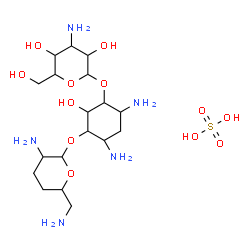 ChemSpider 2D Image | 4,6-Diamino-3-[(3-amino-3-deoxyhexopyranosyl)oxy]-2-hydroxycyclohexyl 2,6-diamino-2,3,4,6-tetradeoxyhexopyranoside sulfate (1:1) | C18H39N5O12S