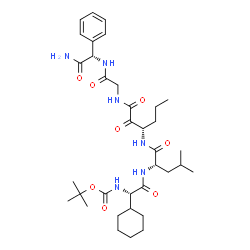 ChemSpider 2D Image | N-{(3S)-1-[(2-{[(1S)-2-Amino-2-oxo-1-phenylethyl]amino}-2-oxoethyl)amino]-1,2-dioxo-3-hexanyl}-N~2~-[(2S)-2-cyclohexyl-2-({[(2-methyl-2-propanyl)oxy]carbonyl}amino)acetyl]-L-leucinamide | C35H54N6O8