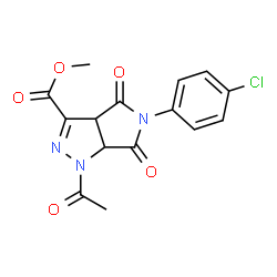 ChemSpider 2D Image | Methyl 1-acetyl-5-(4-chlorophenyl)-4,6-dioxo-1,3a,4,5,6,6a-hexahydropyrrolo[3,4-c]pyrazole-3-carboxylate | C15H12ClN3O5