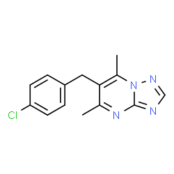 ChemSpider 2D Image | 6-(4-Chlorobenzyl)-5,7-dimethyl[1,2,4]triazolo[1,5-a]pyrimidine | C14H13ClN4