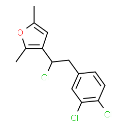 ChemSpider 2D Image | 3-[1-Chloro-2-(3,4-dichlorophenyl)ethyl]-2,5-dimethylfuran | C14H13Cl3O