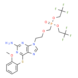 ChemSpider 2D Image | Bis(2,2,2-trifluoroethyl) [(2-{2-amino-6-[(2-methoxyphenyl)sulfanyl]-9H-purin-9-yl}ethoxy)methyl]phosphonate | C19H20F6N5O5PS