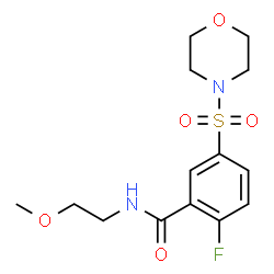 ChemSpider 2D Image | 2-Fluoro-N-(2-methoxyethyl)-5-(4-morpholinylsulfonyl)benzamide | C14H19FN2O5S
