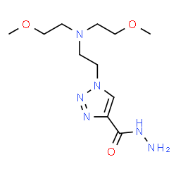 ChemSpider 2D Image | 1-{2-[Bis(2-methoxyethyl)amino]ethyl}-1H-1,2,3-triazole-4-carbohydrazide | C11H22N6O3