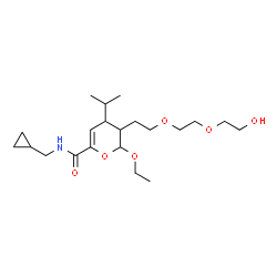 ChemSpider 2D Image | N-(Cyclopropylmethyl)-2-ethoxy-3-{2-[2-(2-hydroxyethoxy)ethoxy]ethyl}-4-isopropyl-3,4-dihydro-2H-pyran-6-carboxamide | C21H37NO6