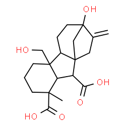 ChemSpider 2D Image | 7-Hydroxy-4a-(hydroxymethyl)-1-methyl-8-methylenegibbane-1,10-dicarboxylic acid | C20H28O6