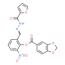 ChemSpider 2D Image | 2-[(2-Furoylhydrazono)methyl]-6-nitrophenyl 1,3-benzodioxole-5-carboxylate | C20H13N3O8
