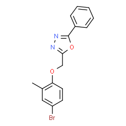 ChemSpider 2D Image | 2-[(4-Bromo-2-methylphenoxy)methyl]-5-phenyl-1,3,4-oxadiazole | C16H13BrN2O2
