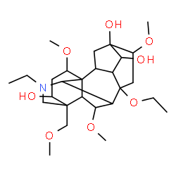 ChemSpider 2D Image | 8-Ethoxy-20-ethyl-1,6,16-trimethoxy-4-(methoxymethyl)aconitane-3,13,14-triol | C27H45NO8