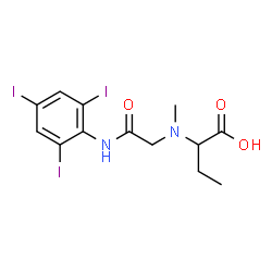 ChemSpider 2D Image | 2-(Methyl{2-oxo-2-[(2,4,6-triiodophenyl)amino]ethyl}amino)butanoic acid | C13H15I3N2O3