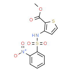 ChemSpider 2D Image | Methyl 3-{[(2-nitrophenyl)sulfonyl]amino}-2-thiophenecarboxylate | C12H10N2O6S2
