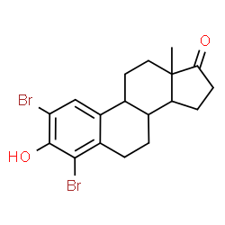 ChemSpider 2D Image | 2,4-Dibromo-3-hydroxyestra-1(10),2,4-trien-17-one | C18H20Br2O2