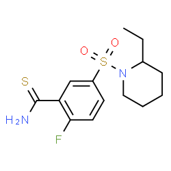 ChemSpider 2D Image | 5-[(2-Ethyl-1-piperidinyl)sulfonyl]-2-fluorobenzenecarbothioamide | C14H19FN2O2S2