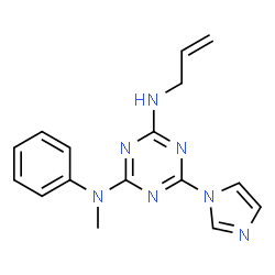 ChemSpider 2D Image | N'-Allyl-6-(1H-imidazol-1-yl)-N-methyl-N-phenyl-1,3,5-triazine-2,4-diamine | C16H17N7