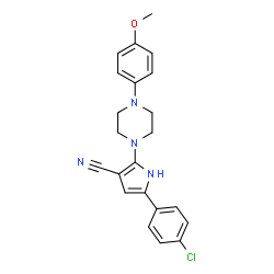 ChemSpider 2D Image | 5-(4-Chlorophenyl)-2-[4-(4-methoxyphenyl)-1-piperazinyl]-1H-pyrrole-3-carbonitrile | C22H21ClN4O