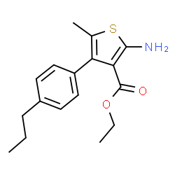 ChemSpider 2D Image | Ethyl 2-amino-5-methyl-4-(4-propylphenyl)-3-thiophenecarboxylate | C17H21NO2S