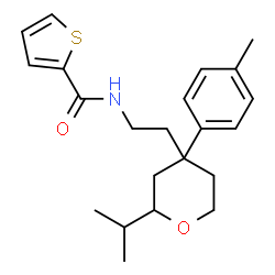 ChemSpider 2D Image | N-{2-[2-Isopropyl-4-(4-methylphenyl)tetrahydro-2H-pyran-4-yl]ethyl}-2-thiophenecarboxamide | C22H29NO2S