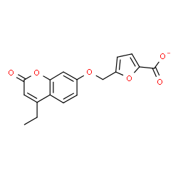 ChemSpider 2D Image | 5-{[(4-Ethyl-2-oxo-2H-chromen-7-yl)oxy]methyl}-2-furoate | C17H13O6