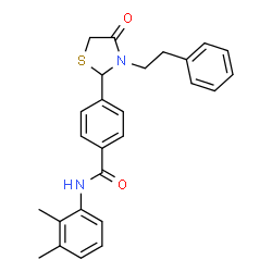 ChemSpider 2D Image | N-(2,3-Dimethylphenyl)-4-[4-oxo-3-(2-phenylethyl)-1,3-thiazolidin-2-yl]benzamide | C26H26N2O2S