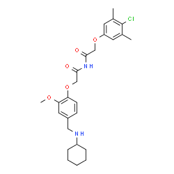 ChemSpider 2D Image | 2-(4-Chloro-3,5-dimethylphenoxy)-N-({4-[(cyclohexylamino)methyl]-2-methoxyphenoxy}acetyl)acetamide | C26H33ClN2O5