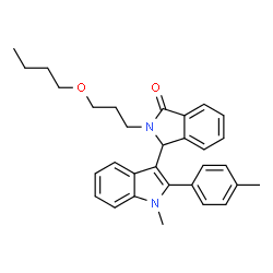 ChemSpider 2D Image | 2-(3-Butoxypropyl)-3-[1-methyl-2-(4-methylphenyl)-1H-indol-3-yl]-1-isoindolinone | C31H34N2O2