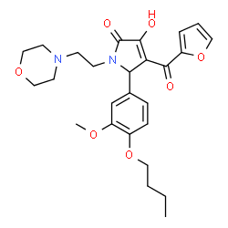 ChemSpider 2D Image | 5-(4-Butoxy-3-methoxyphenyl)-4-(2-furoyl)-3-hydroxy-1-[2-(4-morpholinyl)ethyl]-1,5-dihydro-2H-pyrrol-2-one | C26H32N2O7