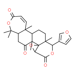ChemSpider 2D Image | 8-(3-Furyl)-1,1,5a,7a,11b-pentamethyl-5b,6,7,7a,8,11b,13,13a-octahydrooxireno[4,4a]isochromeno[6,5-g][2]benzoxepine-3,10,12(1H,5aH,10aH)-trione | C26H30O7