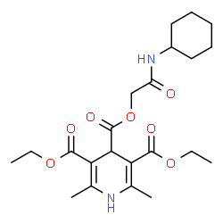 ChemSpider 2D Image | 4-[2-(Cyclohexylamino)-2-oxoethyl] 3,5-diethyl 2,6-dimethyl-1,4-dihydro-3,4,5-pyridinetricarboxylate | C22H32N2O7