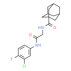 ChemSpider 2D Image | N-{2-[(3-Chloro-4-fluorophenyl)amino]-2-oxoethyl}-1-adamantanecarboxamide | C19H22ClFN2O2